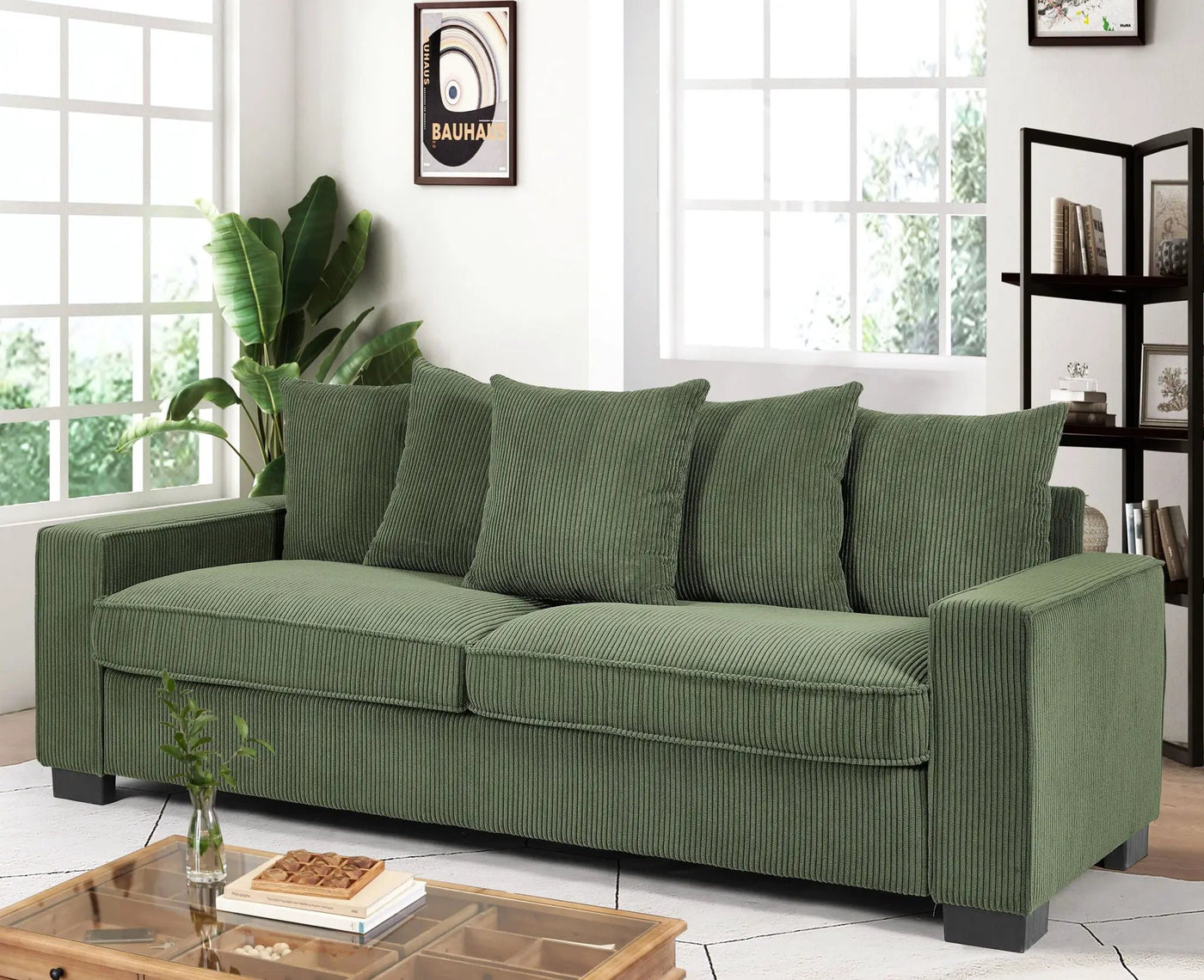 Luxe Sofa With 5 Matching Toss Pillows, Sleek Design, Spacious And Comfortable 3 Seater Couch by Unique Piece Furniture