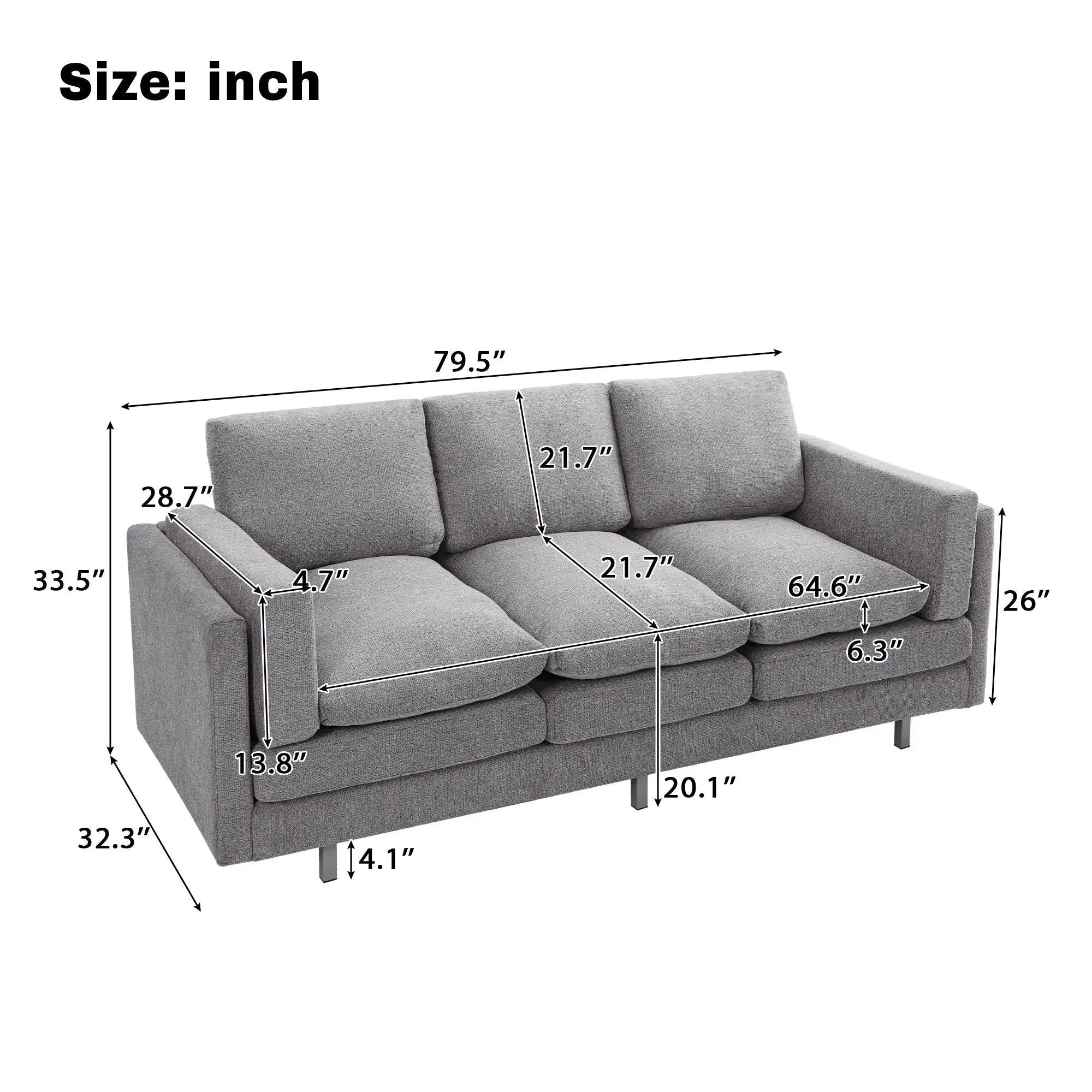 3 Seater Sofa With Dual Layer Seat Cushions by HouseOfZazla