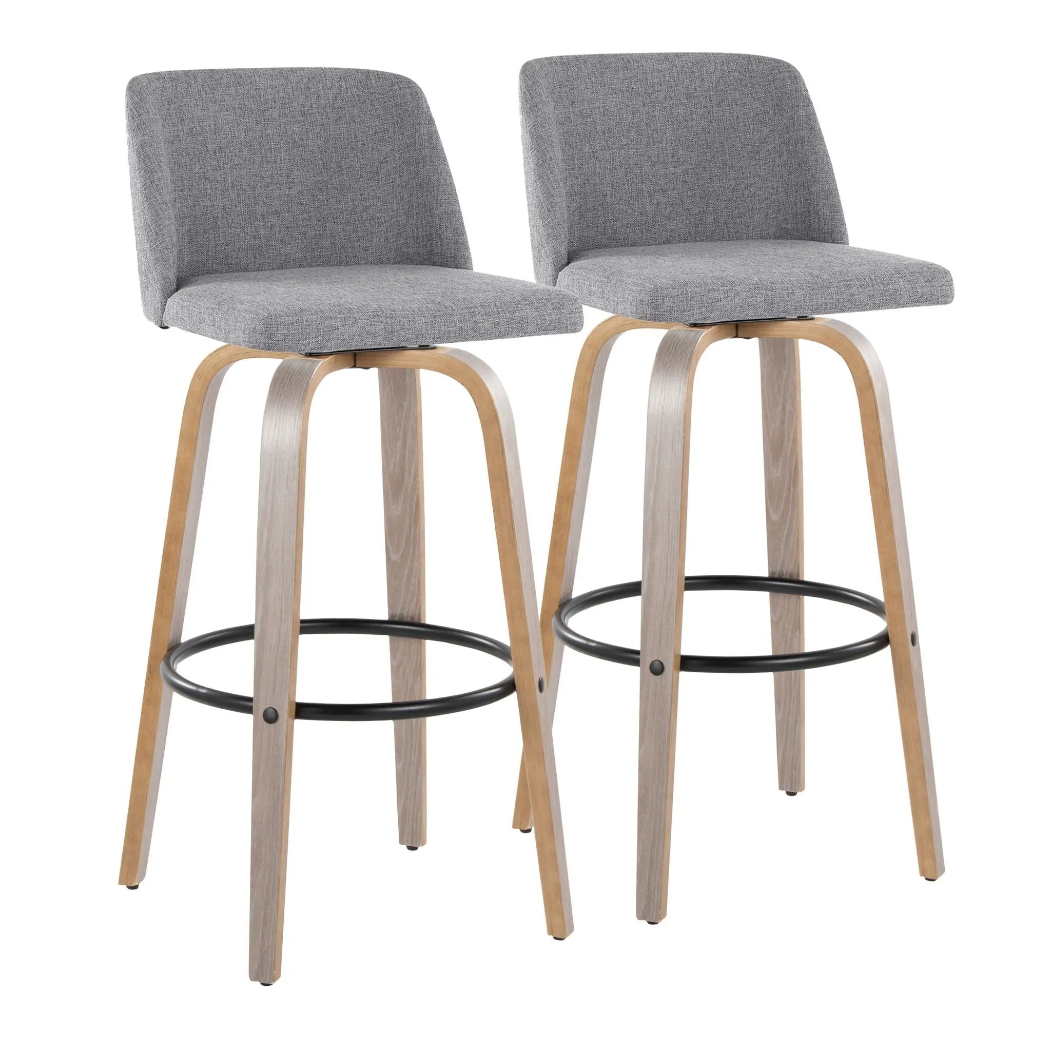 Toriano - Contemporary Fixed Height Barstool With Swivel With Round Footrest Comfort And Style (Set of 2) by HouseOfZazla