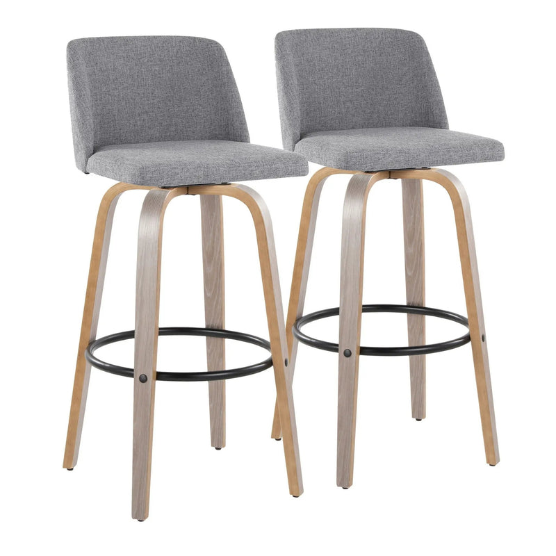 Toriano - Contemporary Fixed Height Barstool With Swivel With Round Footrest Comfort And Style (Set of 2) by HouseOfZazla
