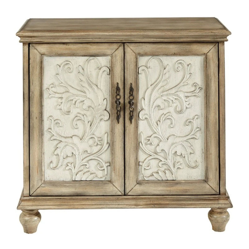 Driscoll - 2 Door Cabinet With Floral Design - Reclaimed Natural by HouseOfZazla