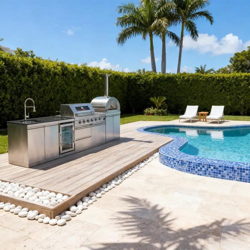 125" 10,8000 BTU 4-Burner Outdoor Kitchen Island Grill with Pizza Oven by Chery Industrial