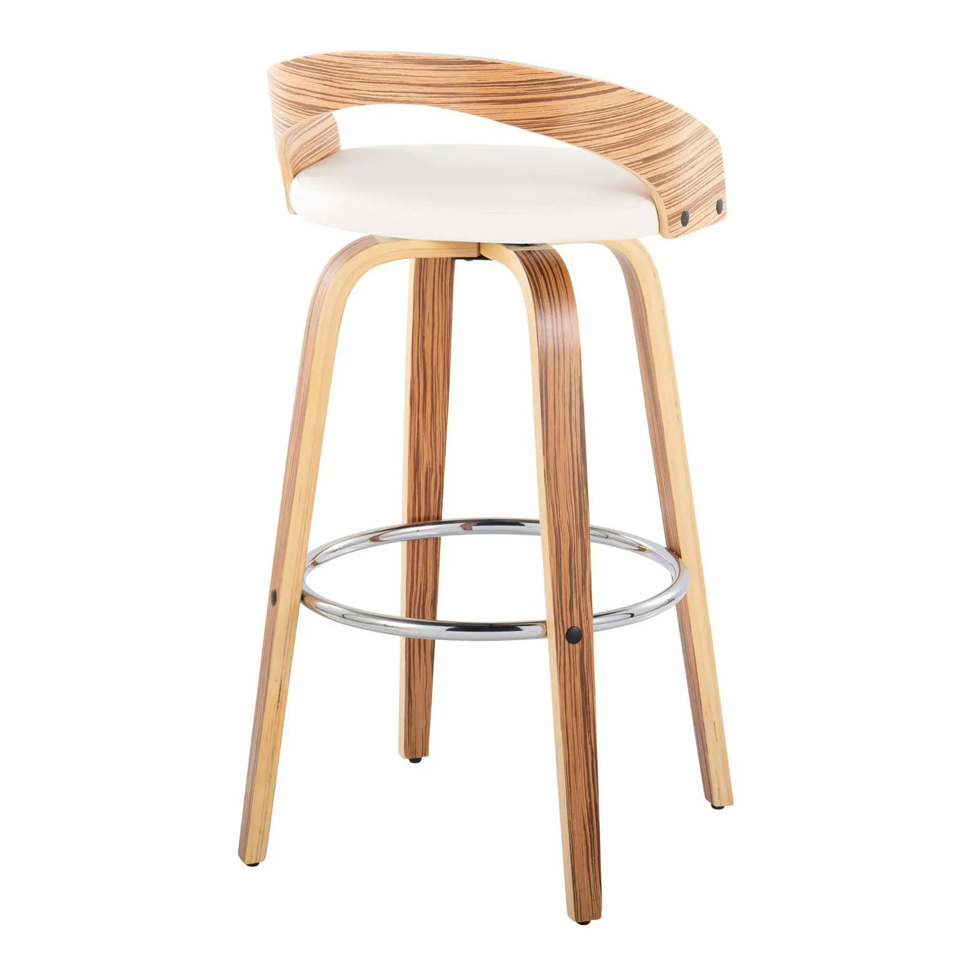 Grotto - Contemporary Fixed Height Barstool With Swivel With Round Footrest (Set of 2) by HouseOfZazla