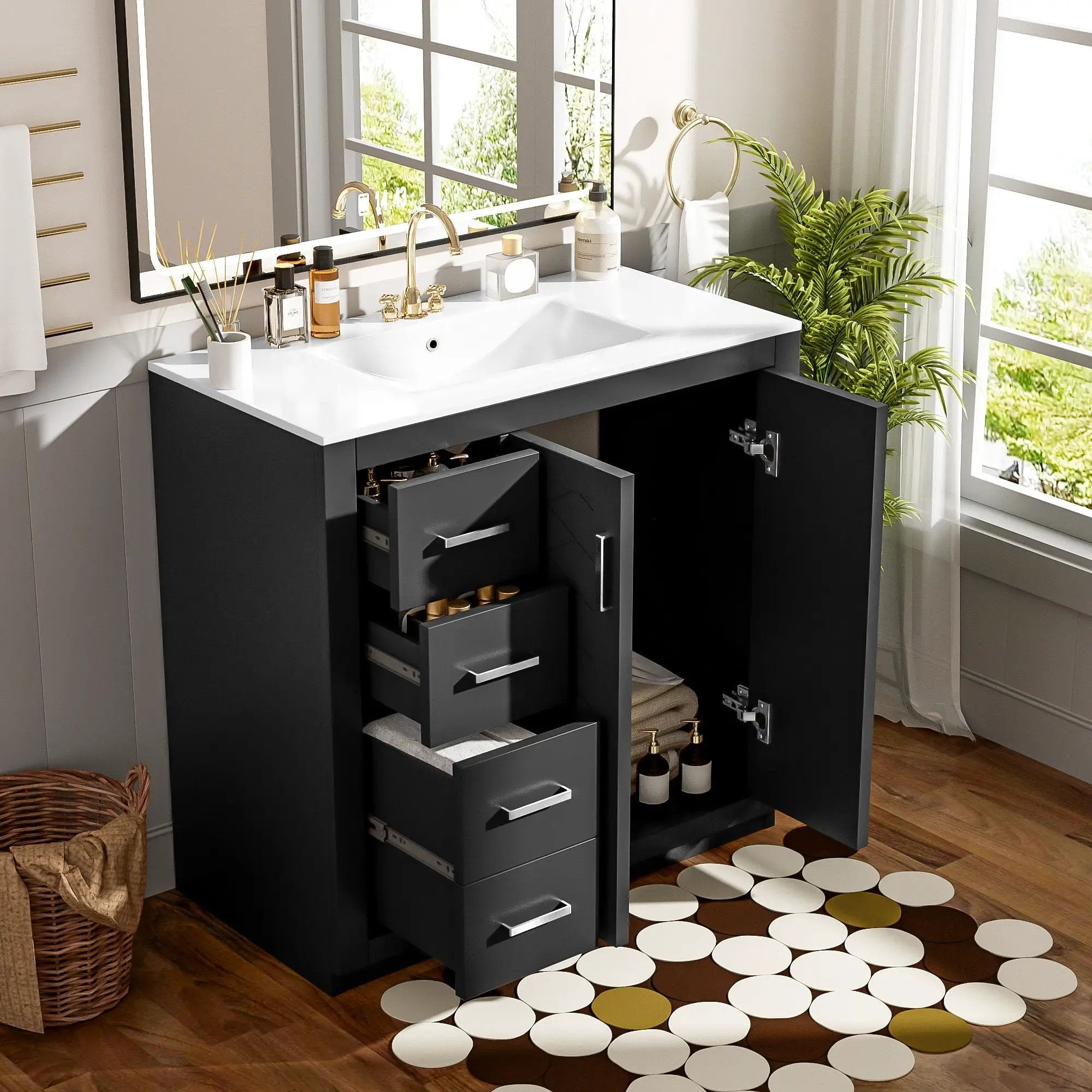 Bathroom Vanity With Sink Combo, Storage Cabinet, Freestanding Set With 3 Drawers & Soft Closing Doors by Unique Piece Furniture