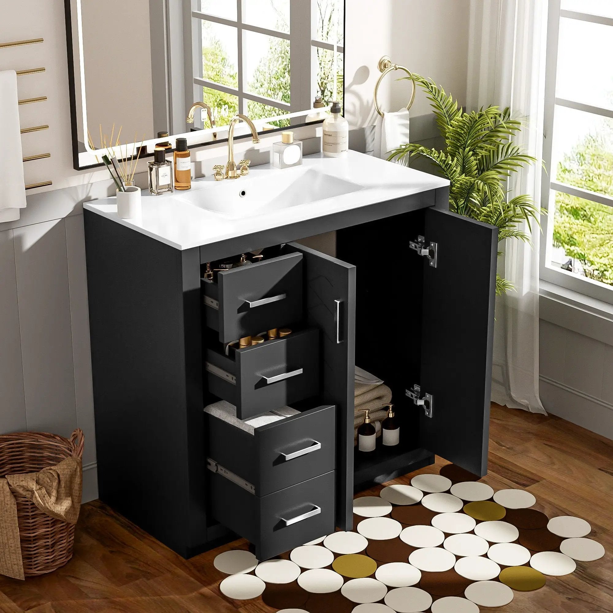 Bathroom Vanity With Sink Combo, Storage Cabinet, Freestanding Set With 3 Drawers & Soft Closing Doors by HouseOfZazla