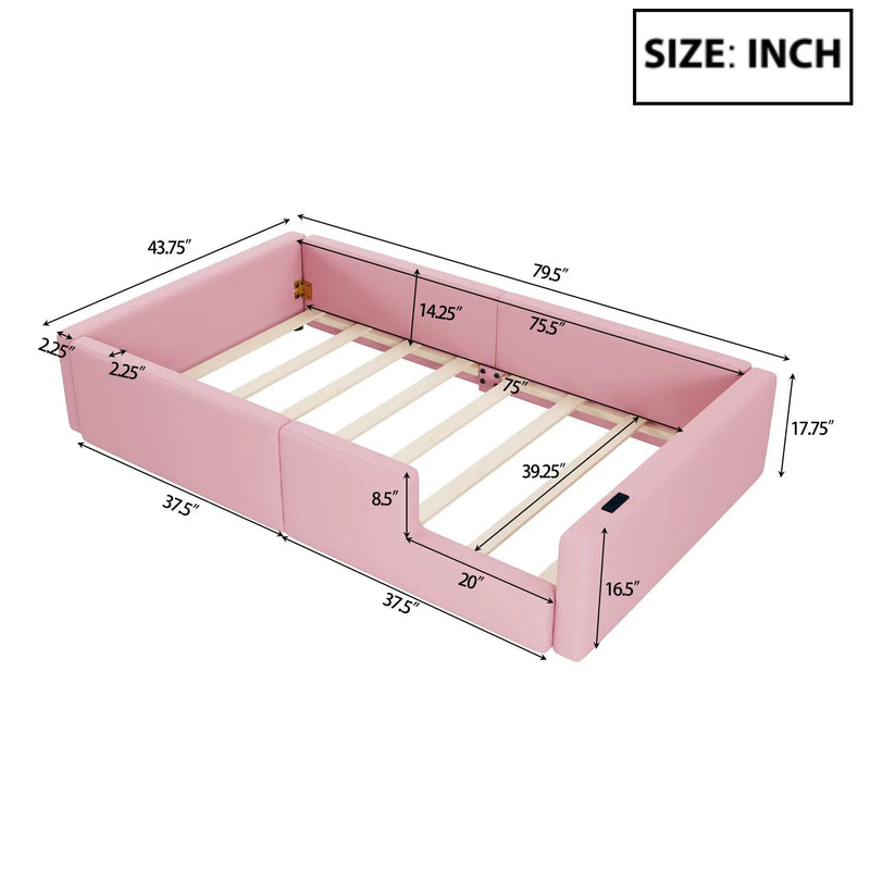 Platform Bed With Guardrail And Charging Station by HouseOfZazla