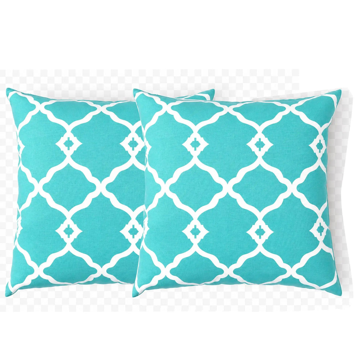 2 Pack Outdoor Pillow Covers in Aqua Moroccan, photo 8 of 10