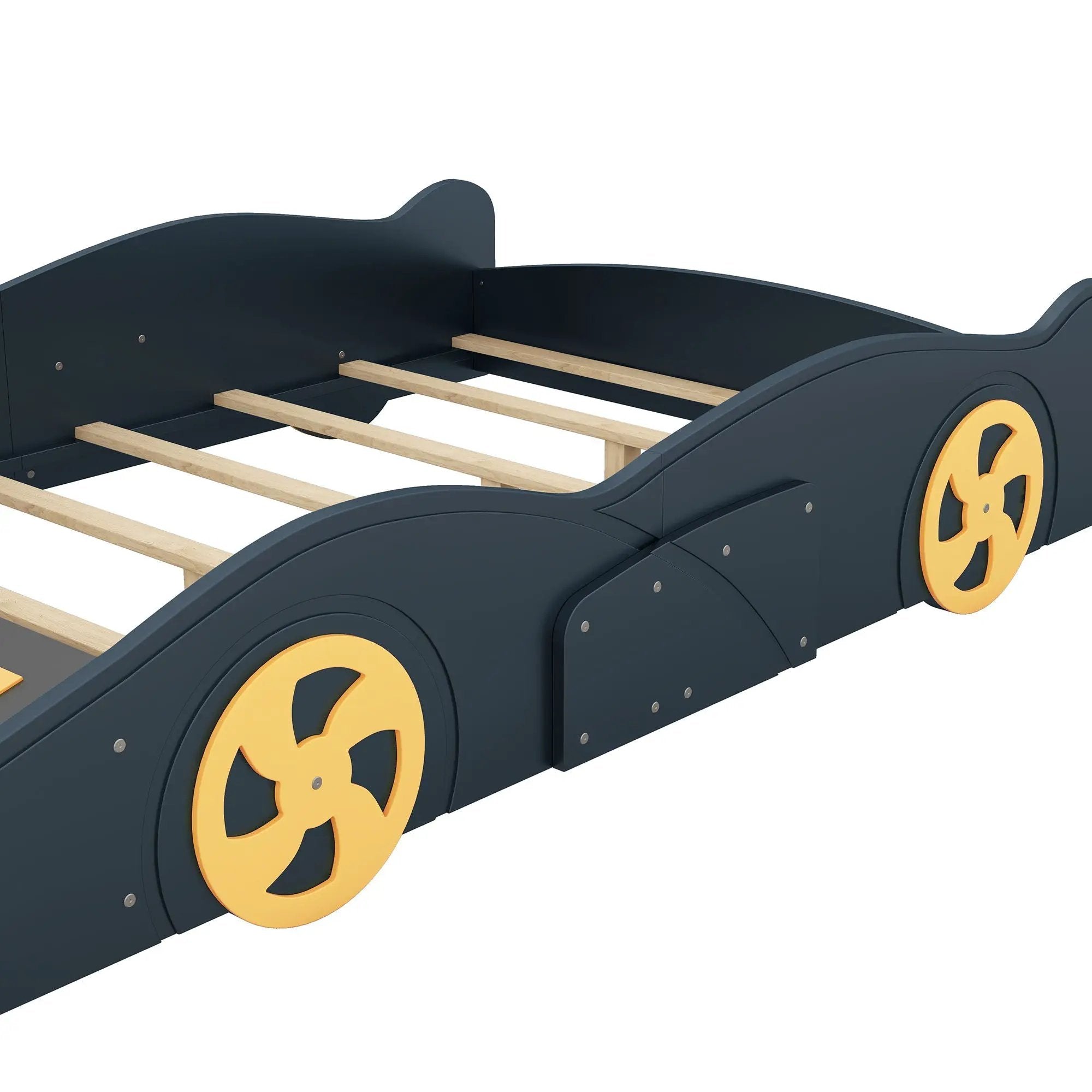 Race Car Shaped Platform Bed With Wheels And Storage by Unique Piece Furniture