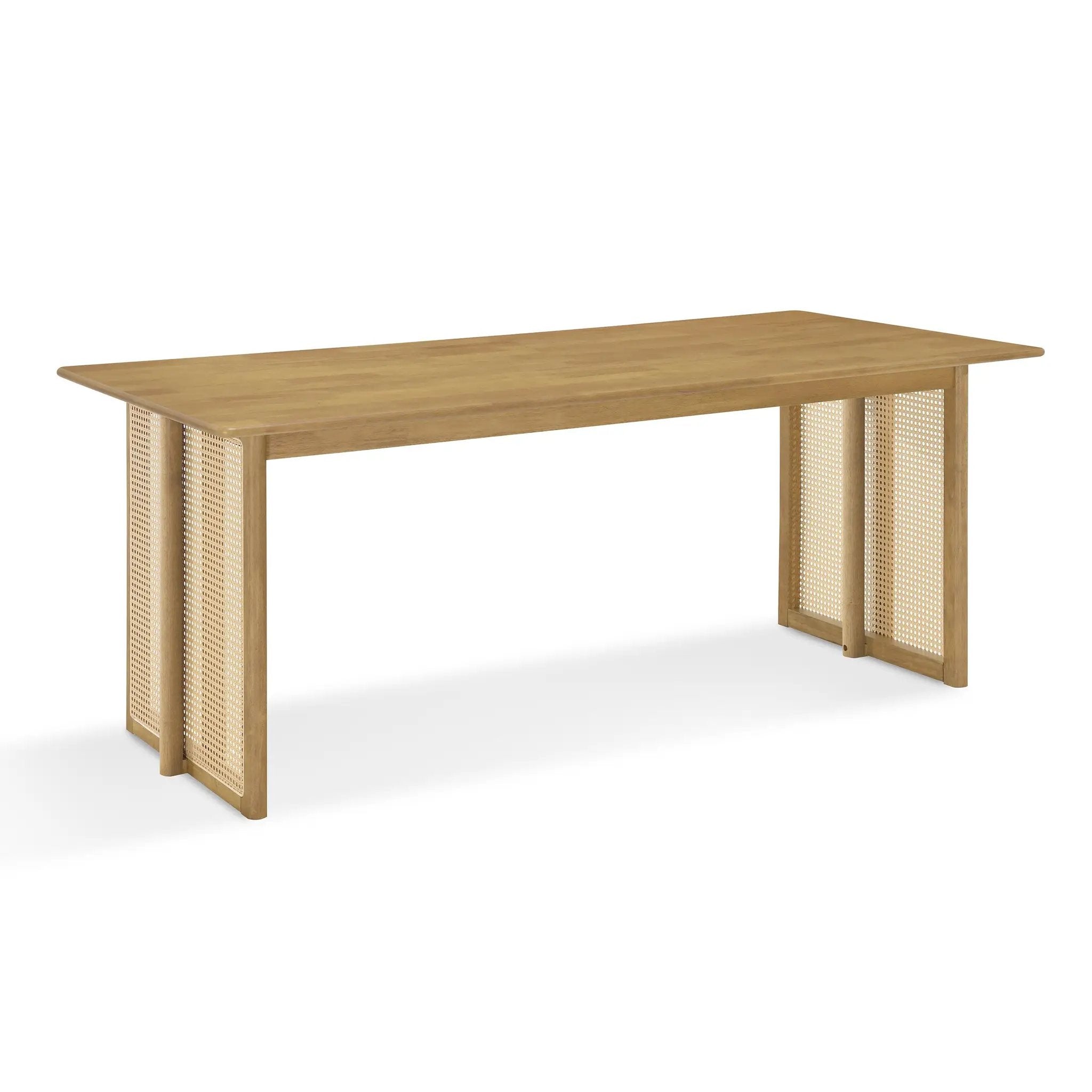 Natural Rubber Wood Dining Table with Rattan Accents by HouseOfZazla