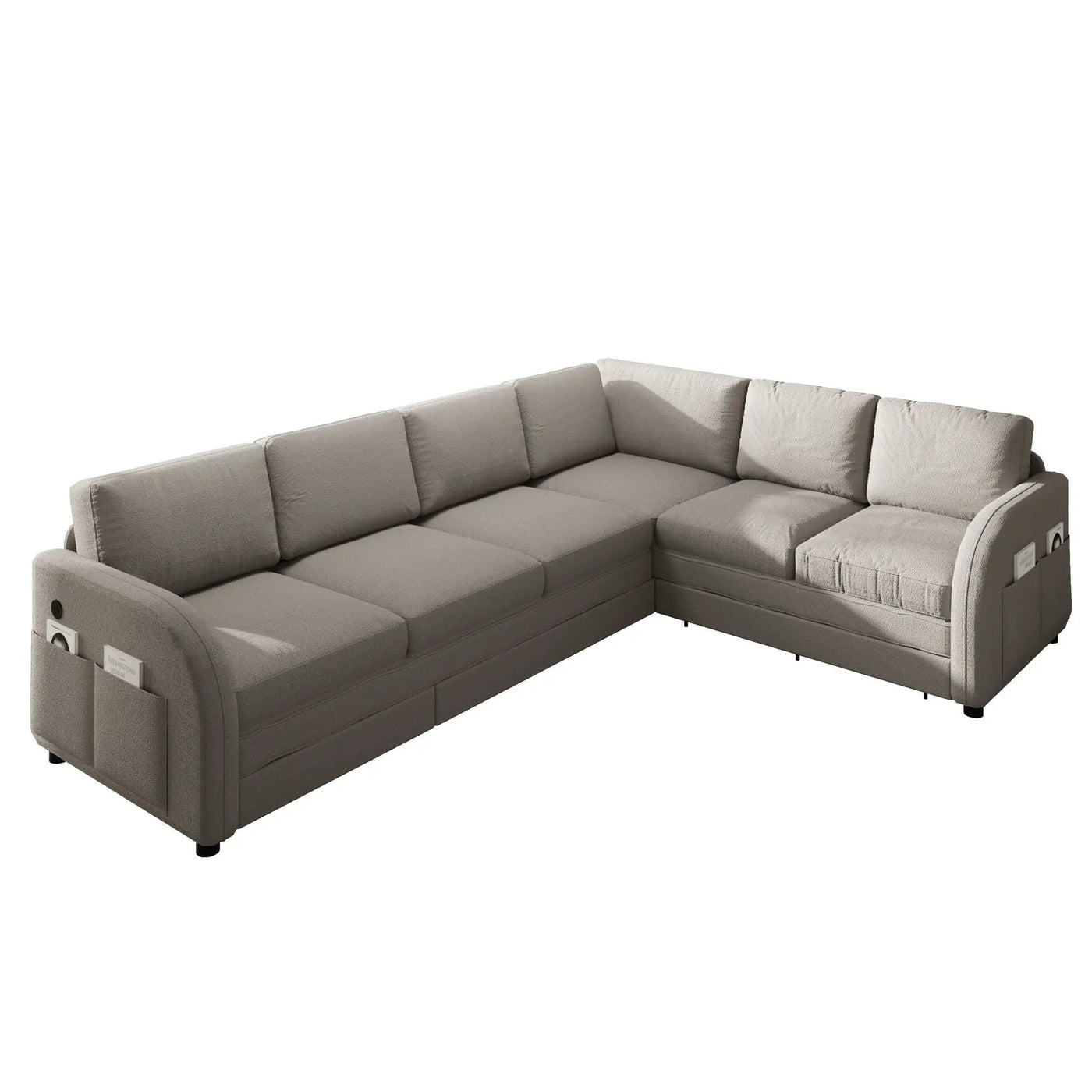 L-Shaped Couch With Pull-Out Bed, Convertible Sleeper Sofa With Side Pocket & USB Port by HouseOfZazla