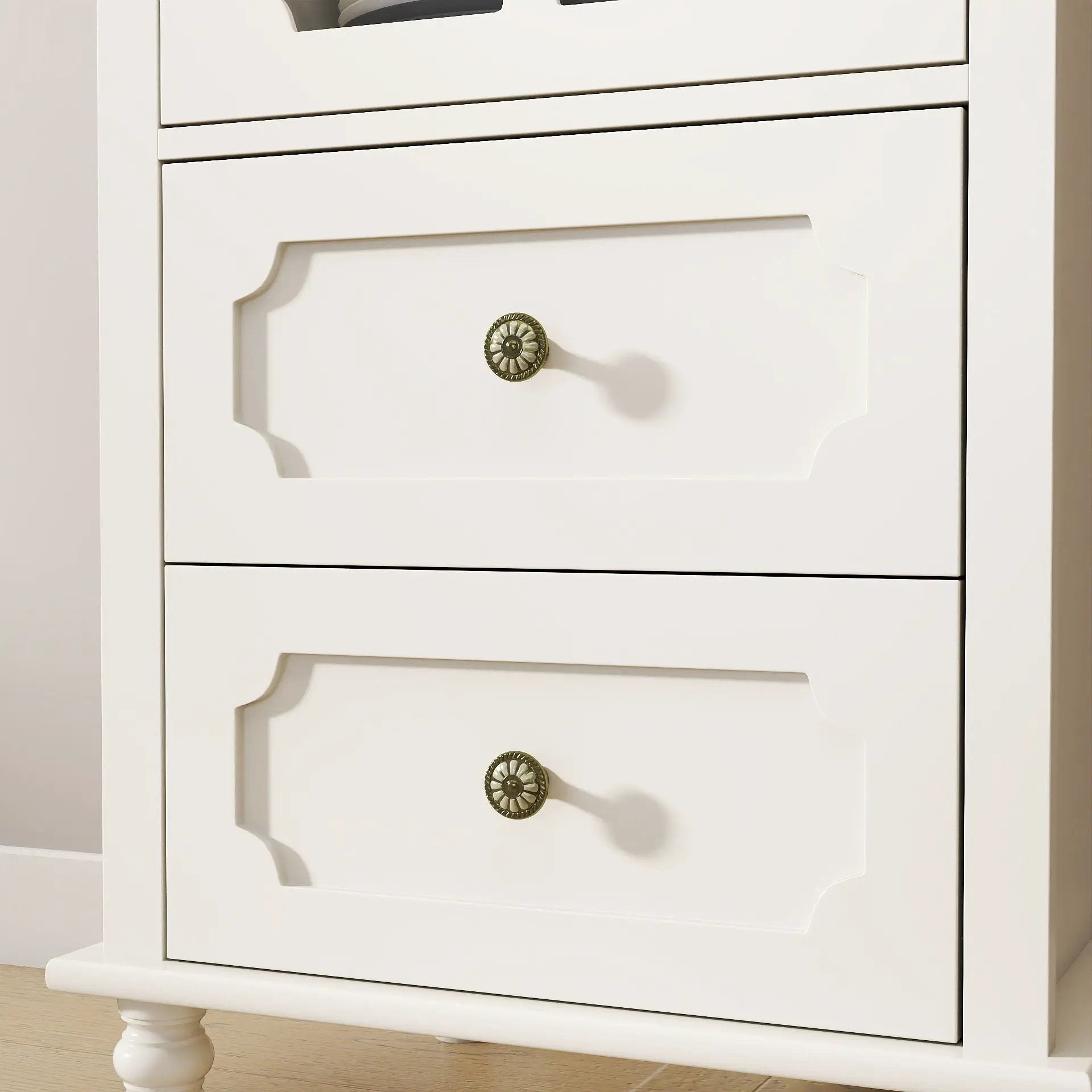 Minimalism Buffet Cabinet With Glass Doors And Double Drawer