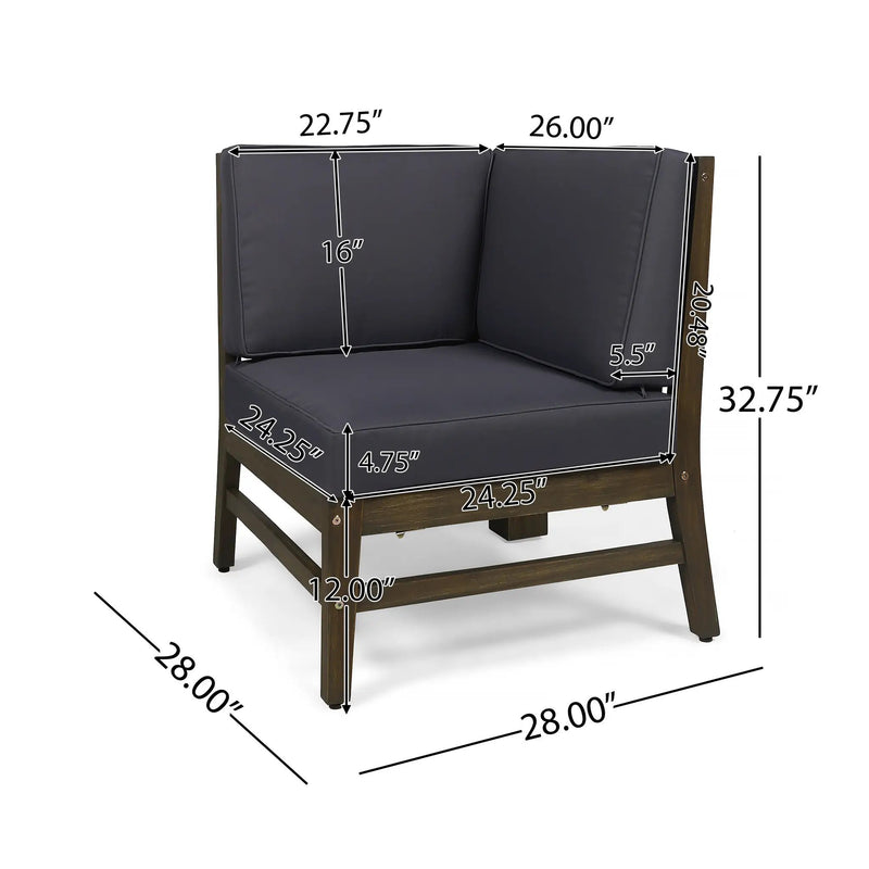 Perla 6-Piece Dark Grey Outdoor Sofa Set by HouseOfZazla
