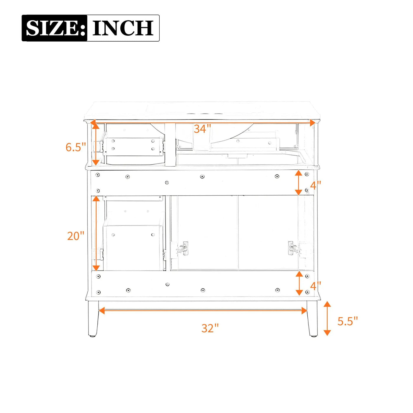 36-Inch White Modern Bathroom Vanity with Ceramic Sink by HouseOfZazla
