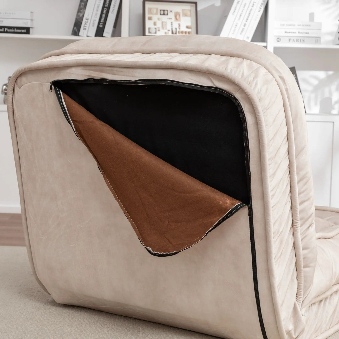Upholstered Human Dog Bed And Pets, Bean Bag Floor Sofa With Massage Pillow, 5 Adjustable Positions & 2 Soft Pillows by Unique Piece Furniture
