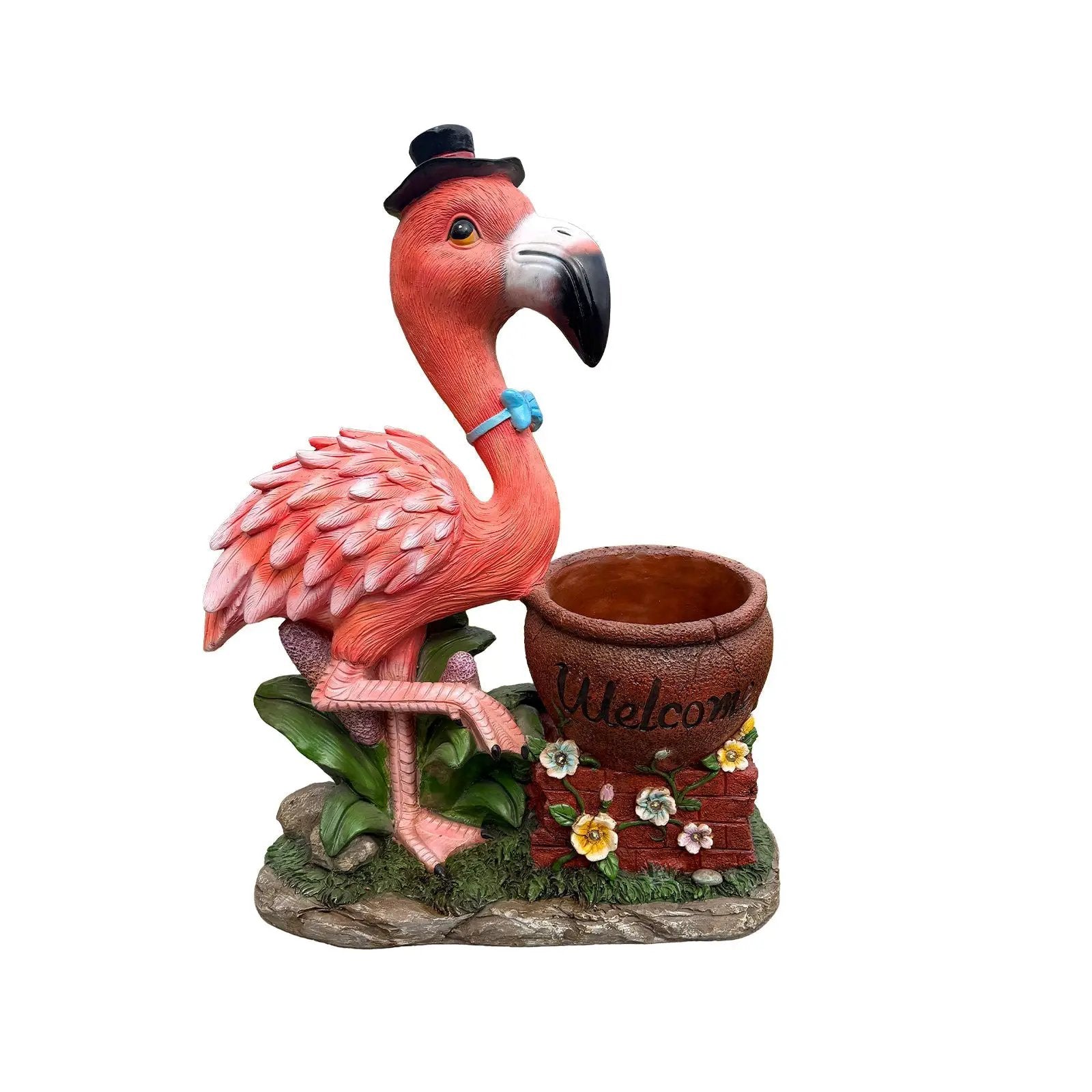 Outdoor Garden Sculpture Flamingo Flower Pot Planter by HouseOfZazla