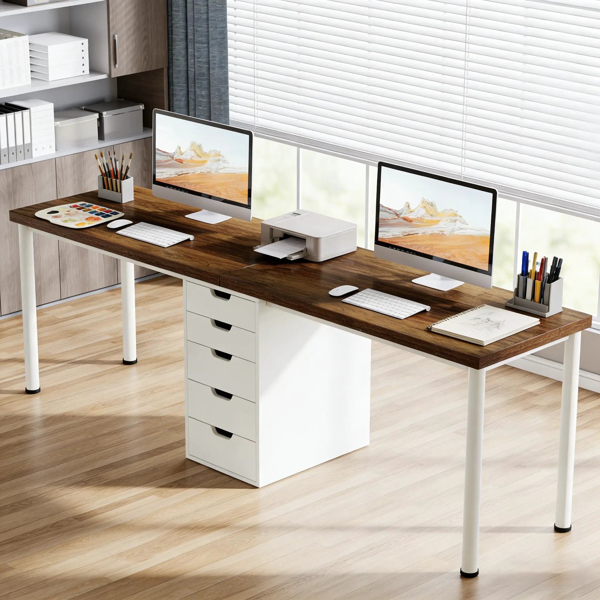 Two Person Computer Desk, Workstation by HouseOfZazla