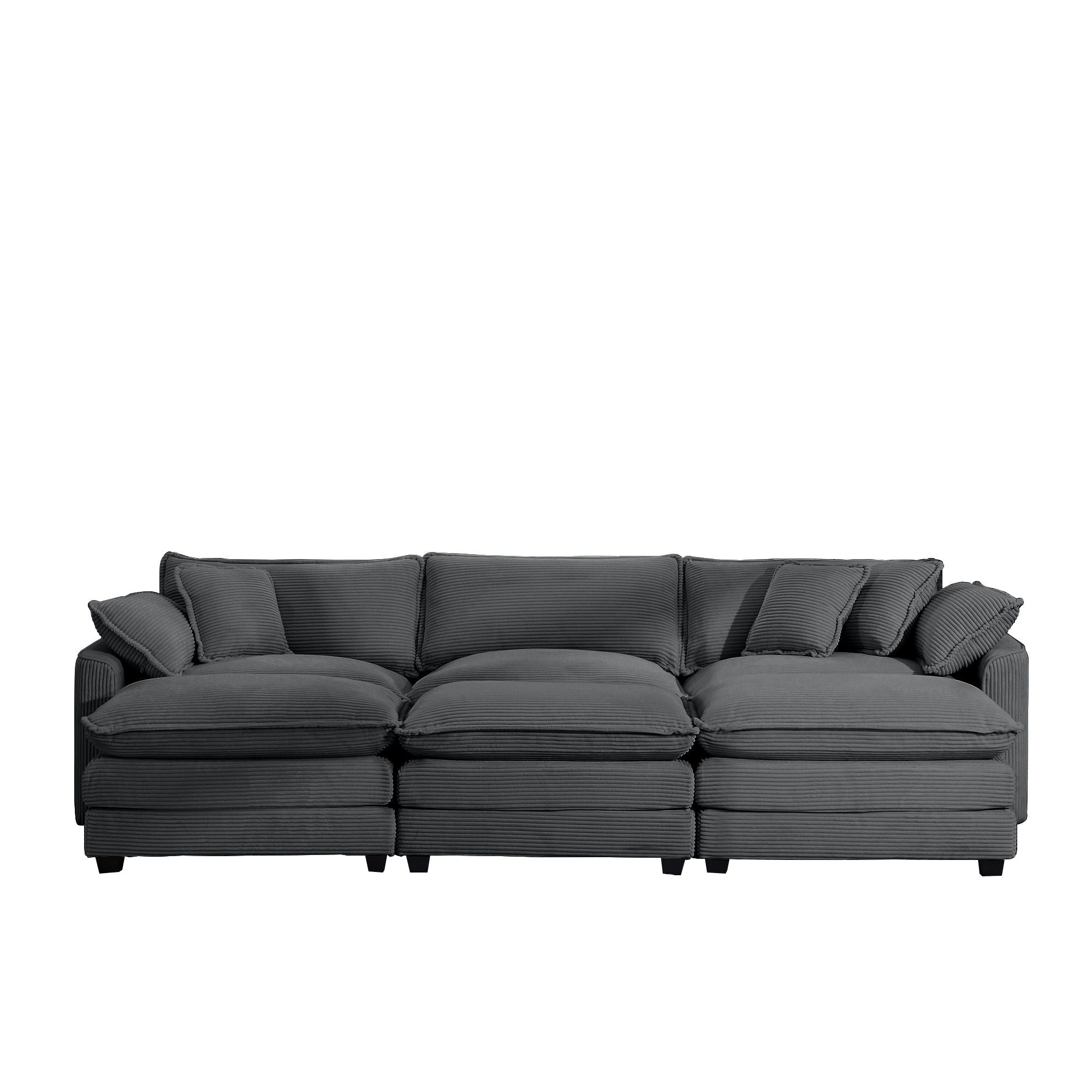 Modern Oversized Modular Cushion Sofa With Ottoman, Low Back, Deep Seating Sofa Set by Unique Piece Furniture