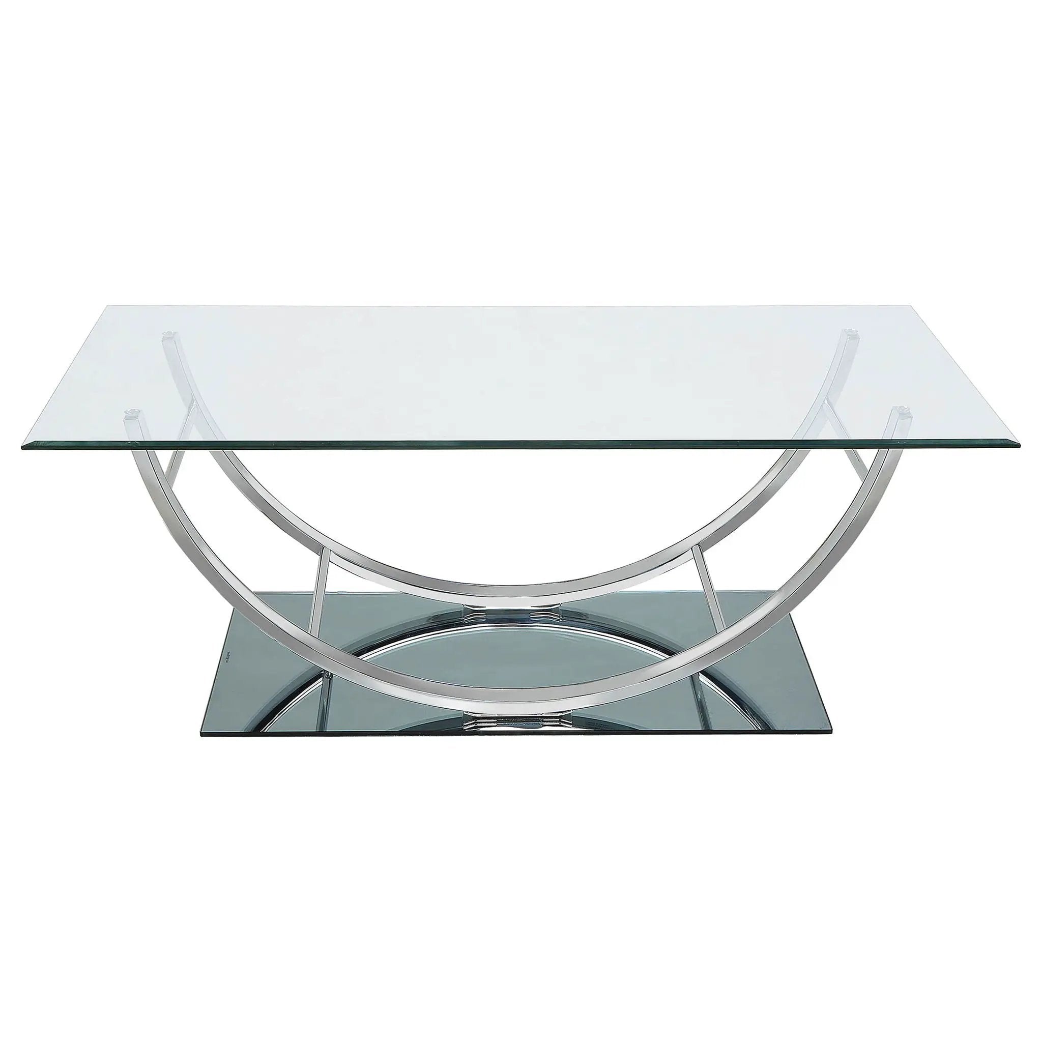 Danville Rectangular U-Shaped Glass Top Coffee Table Chrome by Unique Piece Furniture