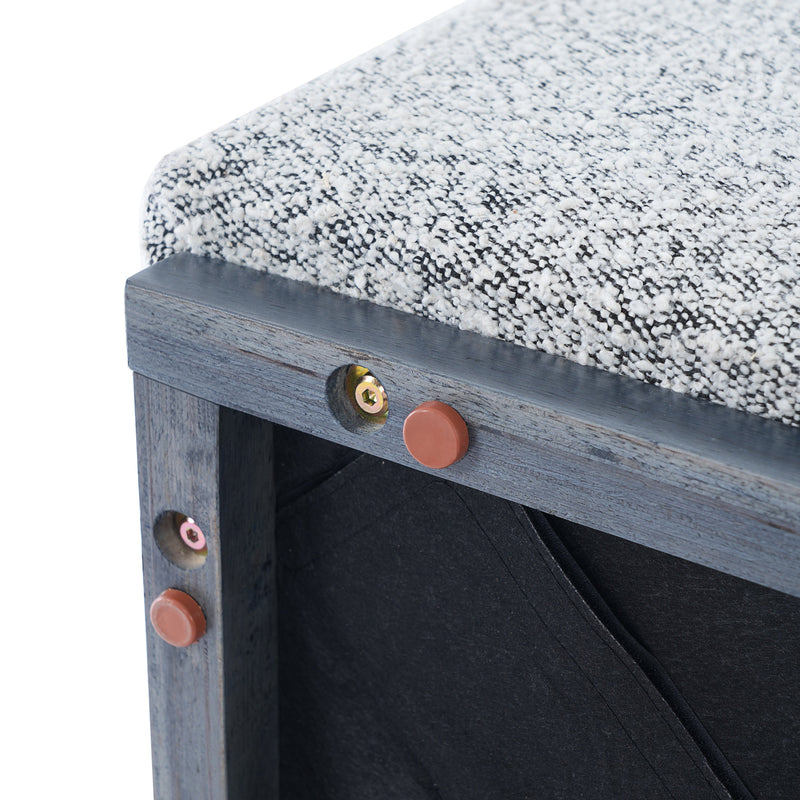 Square Upholstered Ottoman with Black-and-White Fabric by HouseOfZazla