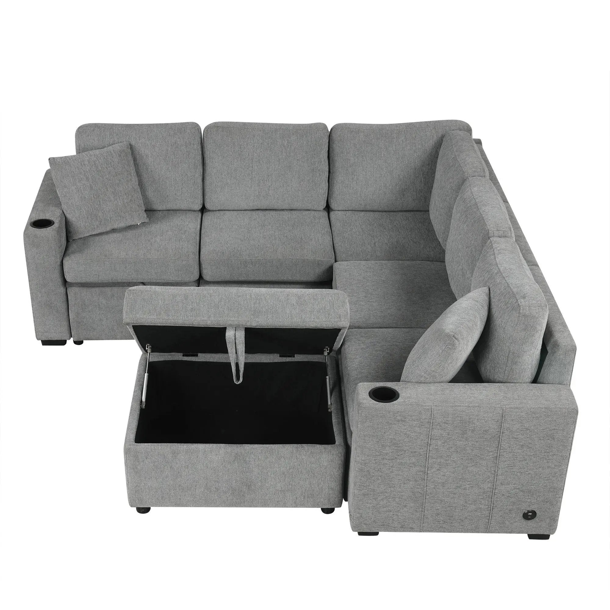 Sectional Sofa Convertible Pull-Out Sofa Bed With A Movable Storage Ottoman For Living Room by HouseOfZazla