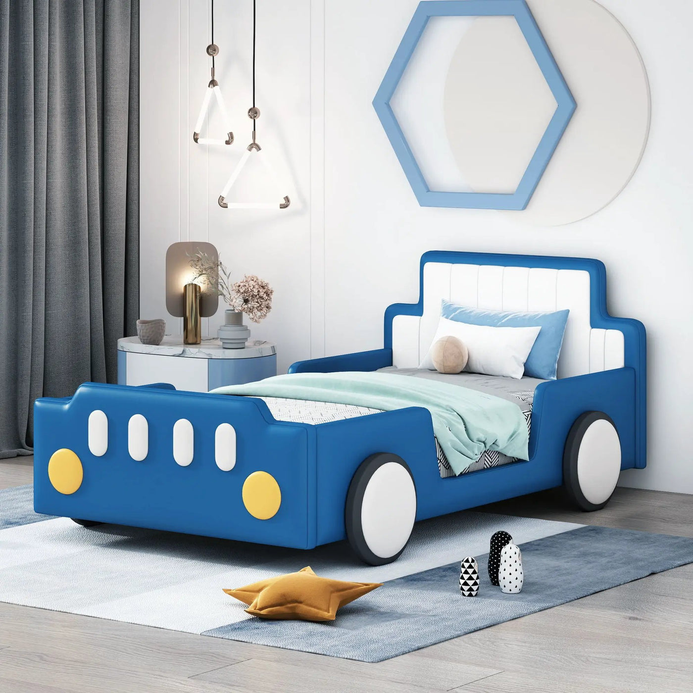 Race Car Shaped Platform Bed With Wheels by Unique Piece Furniture