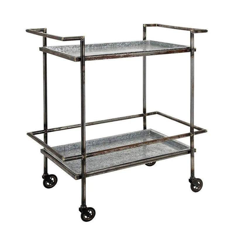 Percy Galvanized Metal Bar Cart - Gray by Unique Piece Furniture