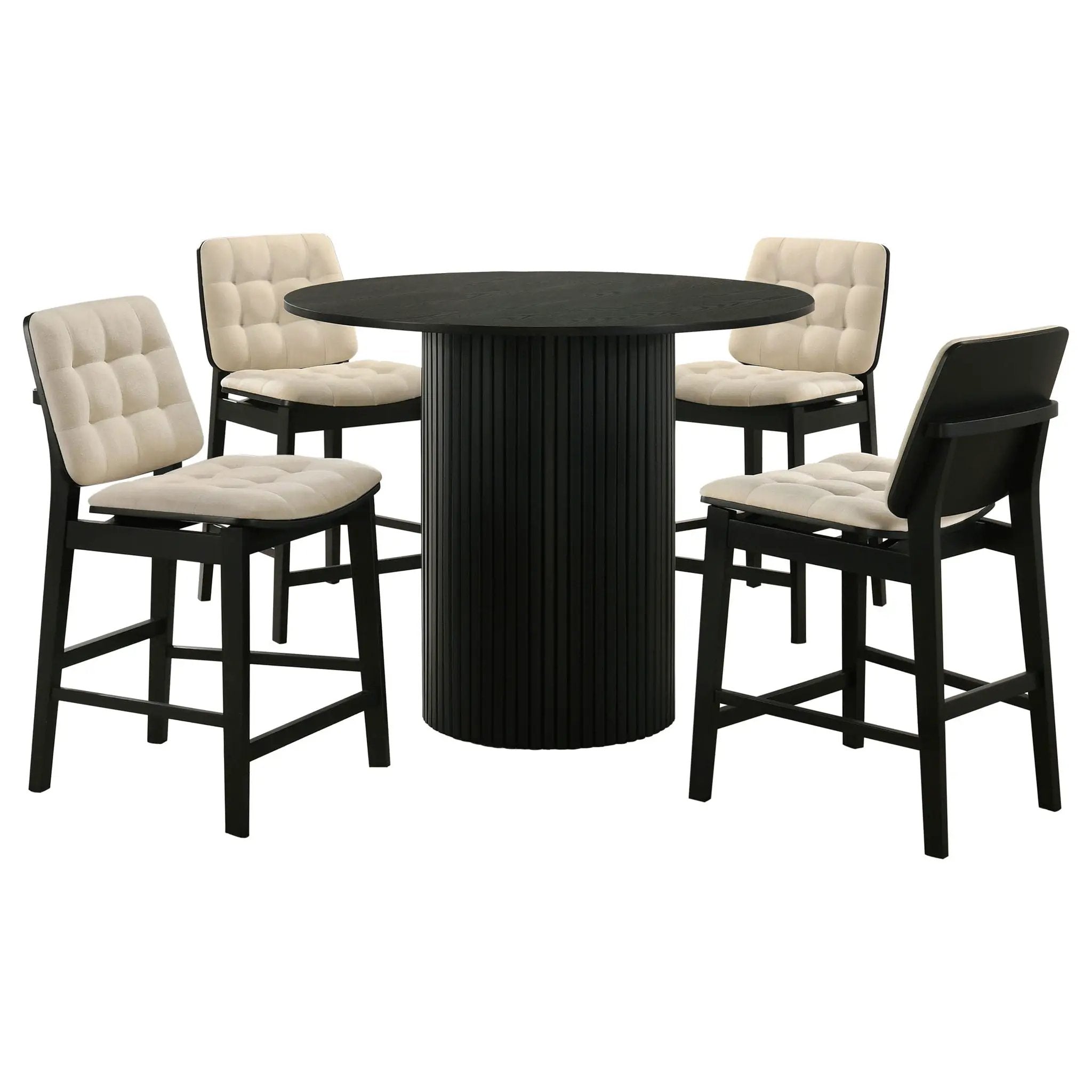 Hamlyn 5-piece Round Wood Counter Height Dining Set Cream and Black by Unique Piece Furniture