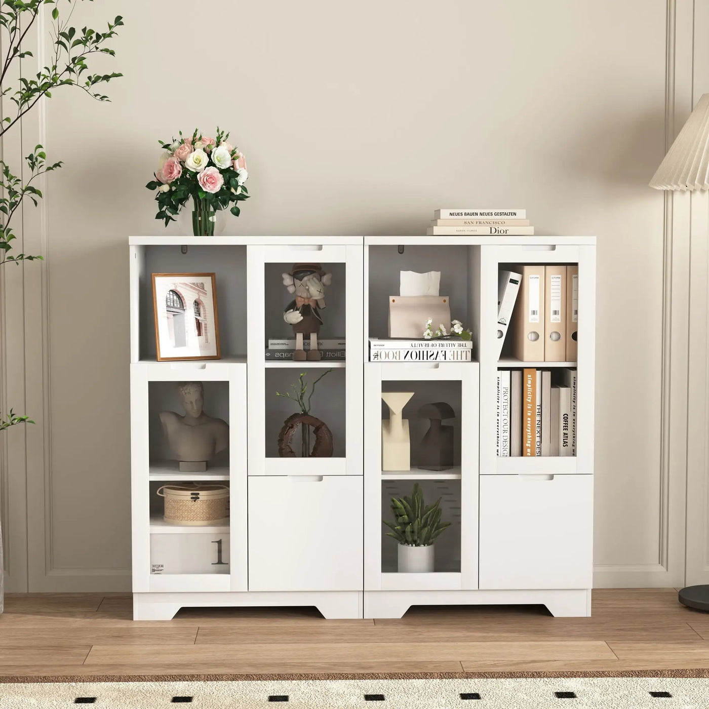 Modern Cabinet With Glass Doors And Drawer by Unique Piece Furniture
