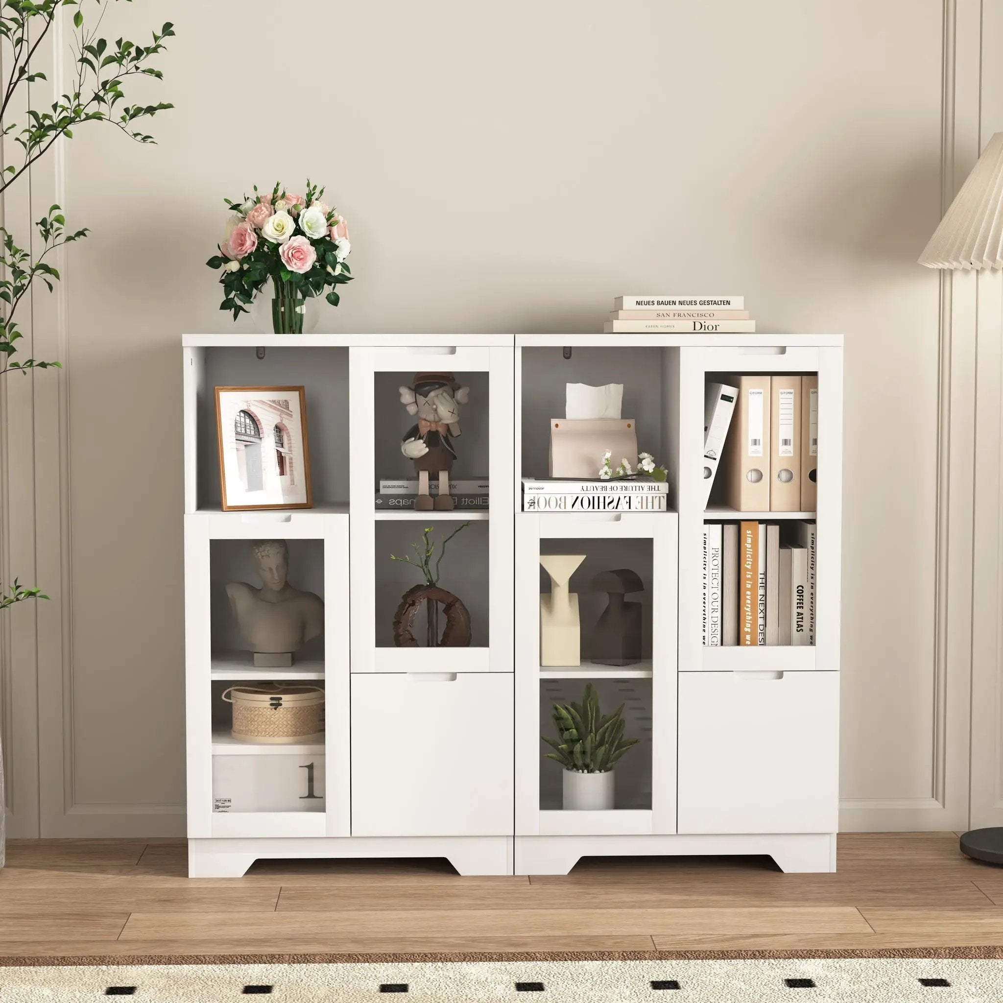 Modern Cabinet With Glass Doors And Drawer by Unique Piece Furniture