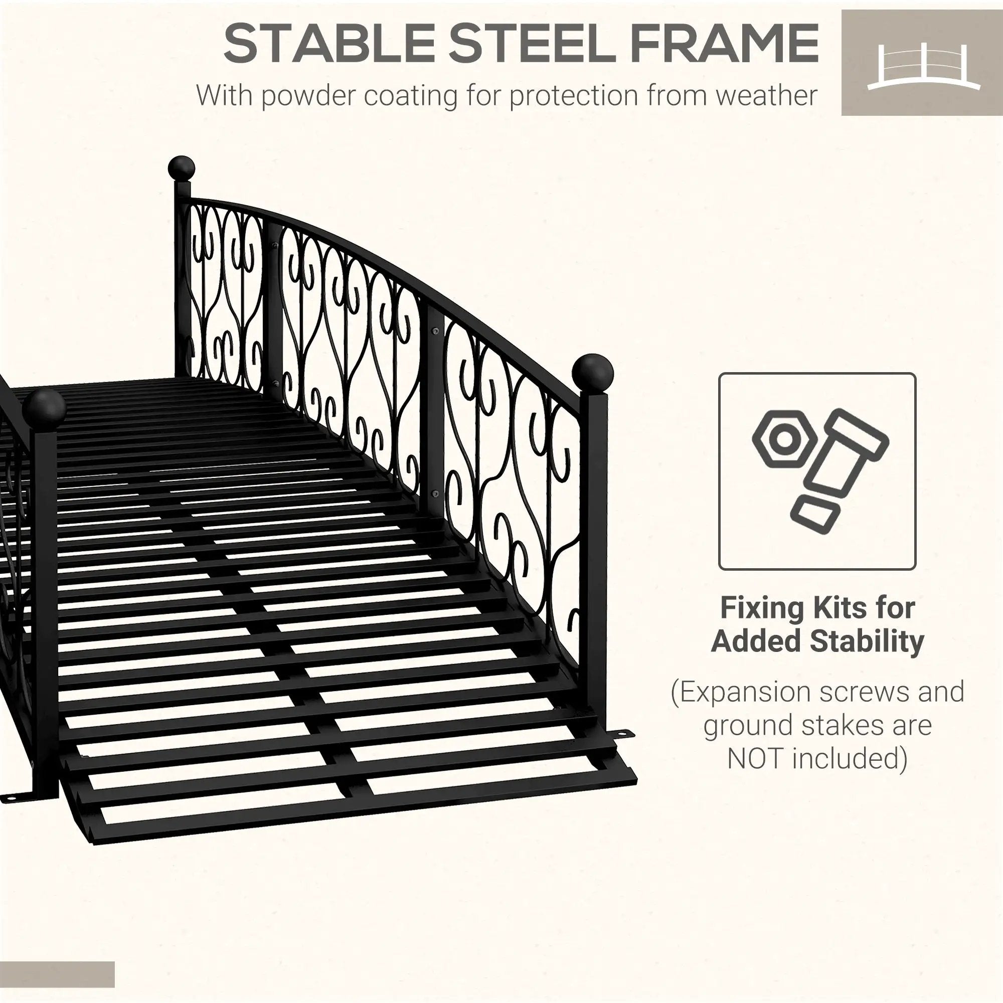 Outsunny 7' Metal Arch Garden Bridge with Safety Siderails by HouseOfZazla