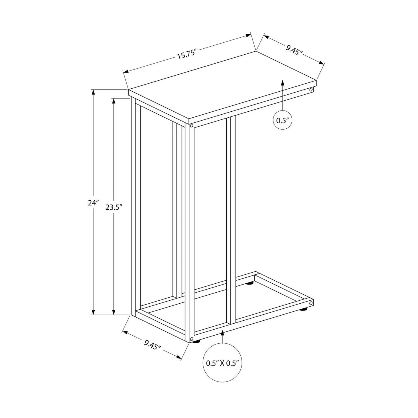 Accent Table, C - Shaped, Space-Saving Functionality by Unique Piece Furniture