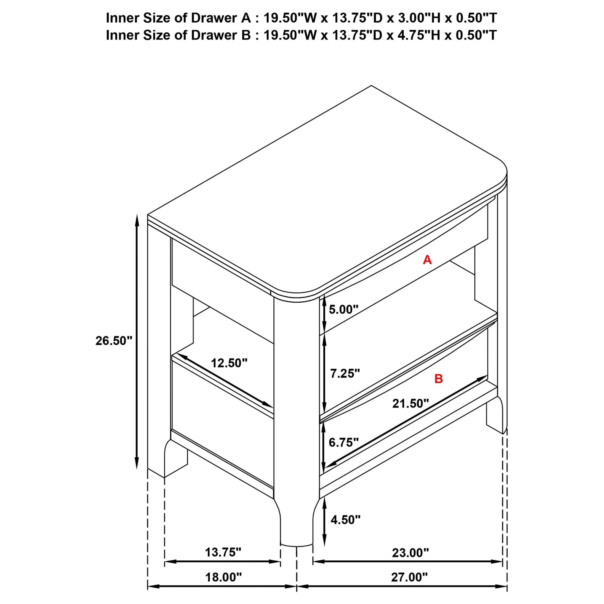 Verona - 2 Drawer Bedside Table With Hidden Storage - Walnut by HouseOfZazla