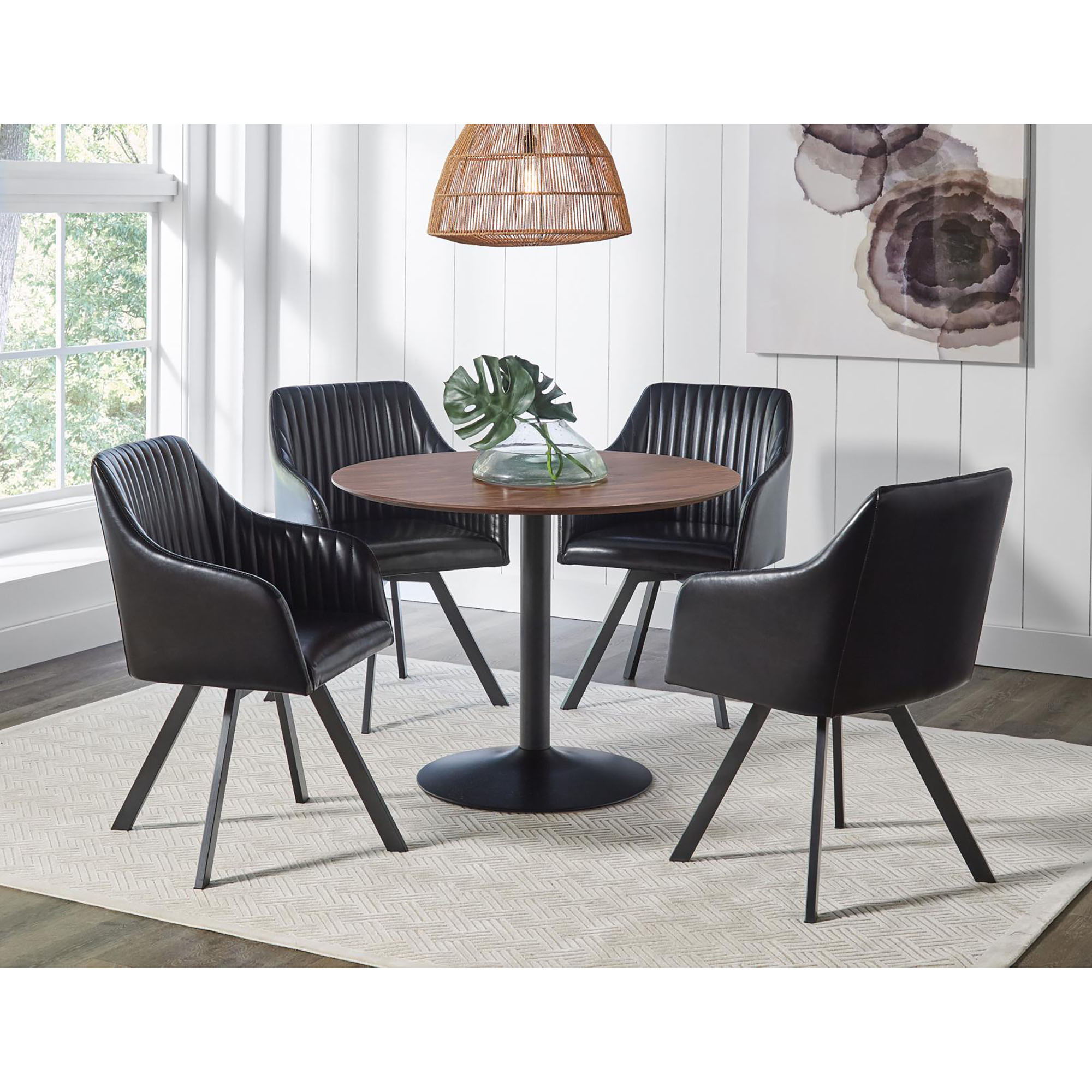 Round Dining Table With Pedestal Base - Warm Walnut by HouseOfZazla