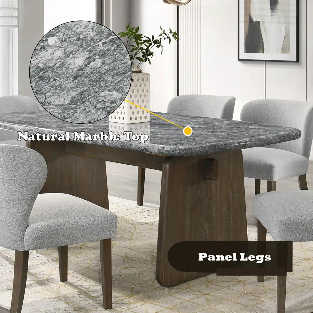 Dillon - Dining Table With Marble Top - Natural / Walnut by Unique Piece Furniture