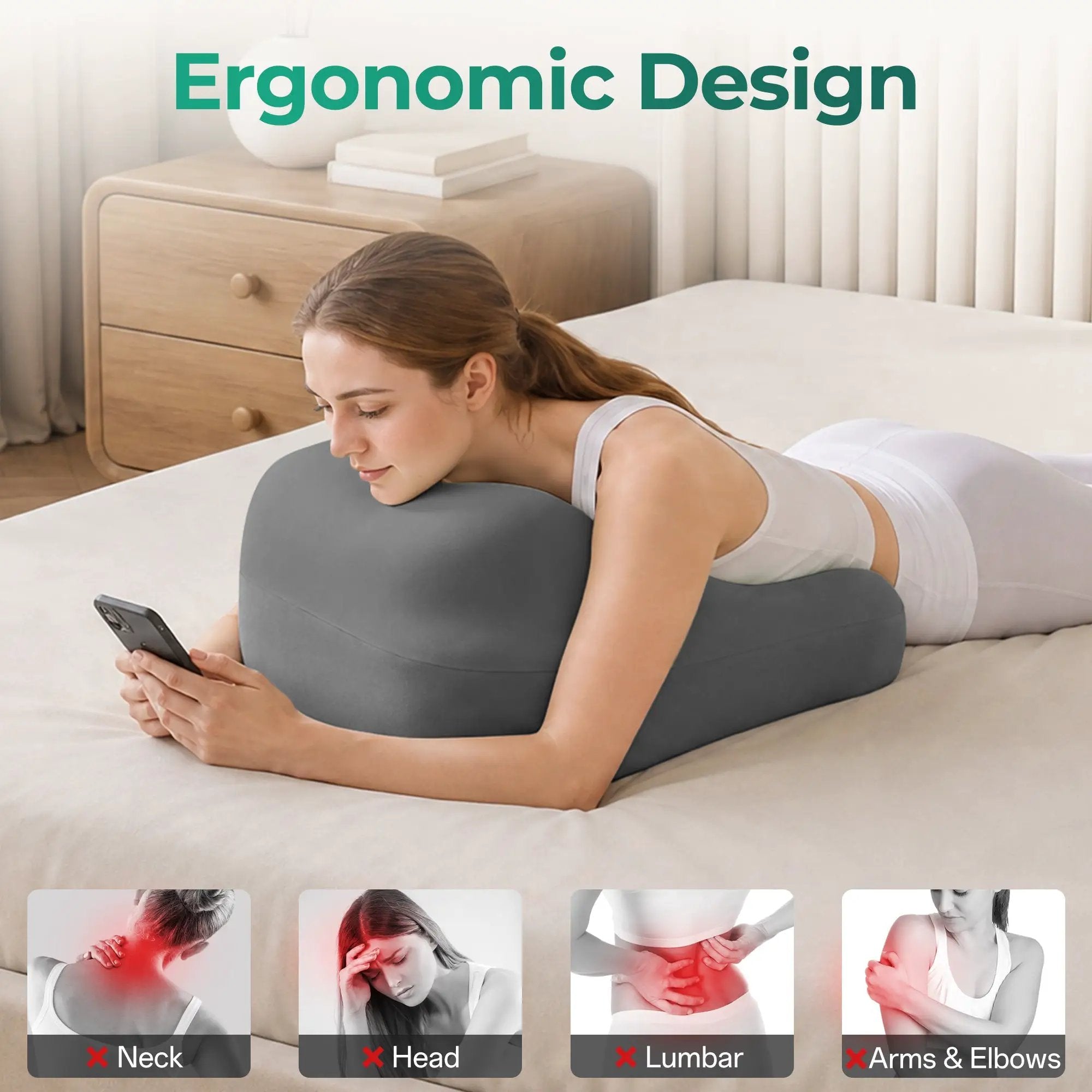 27° Ergonomic Memory Foam Support Pillow for Couples by HouseOfZazla