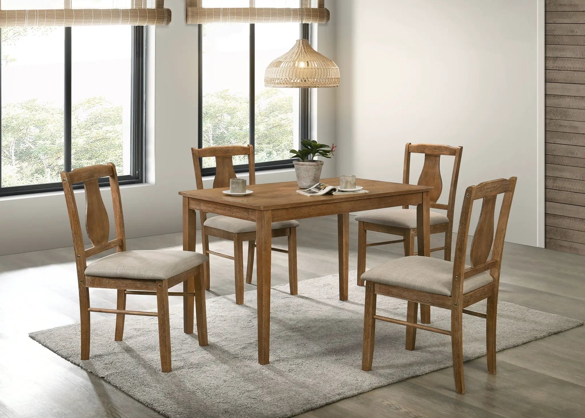 Kayee - 5 Pieces Pack Dining Set - Weathered Oak by Unique Piece Furniture