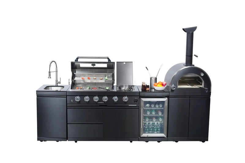 Black 112-Inch Double Stainless Steel Gas Outdoor Kitchen Grill by HouseOfZazla