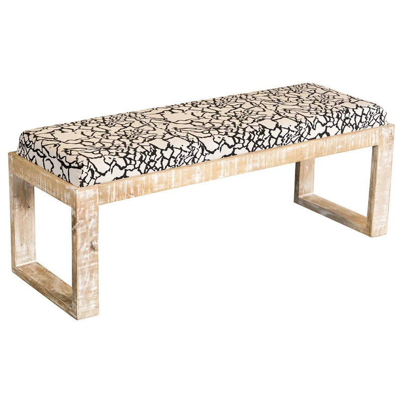 Sled - Leg Accent Bench With Abstract Upholstery - White by HouseOfZazla