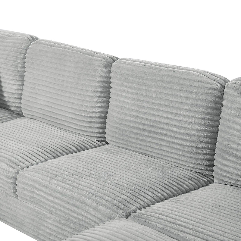 Upholstered U-Shaped Sectional Sofa With Movable Ottoman And Side Storage Pockets