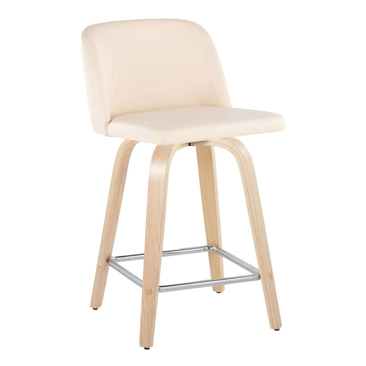 Toriano - Contemporary Fixed Height Counter Stool With Swivel With Square Footrest (Set of 2) by HouseOfZazla