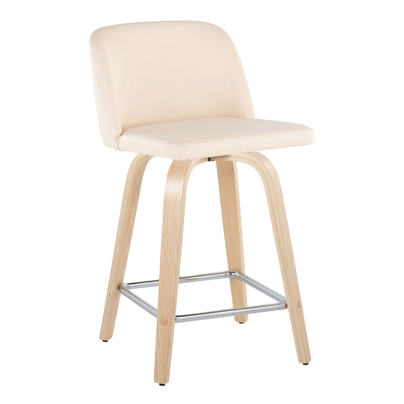 Toriano - Contemporary Fixed Height Counter Stool With Swivel With Square Footrest (Set of 2) by HouseOfZazla