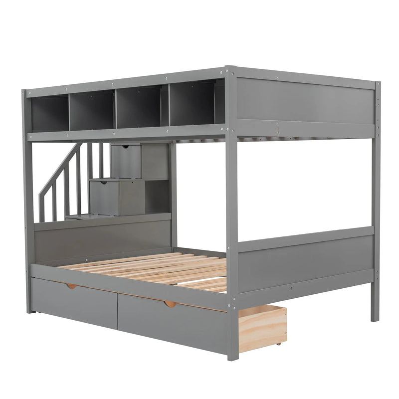 Bunk Bed With Shelfs, Storage Staircase And 2 Drawers by HouseOfZazla