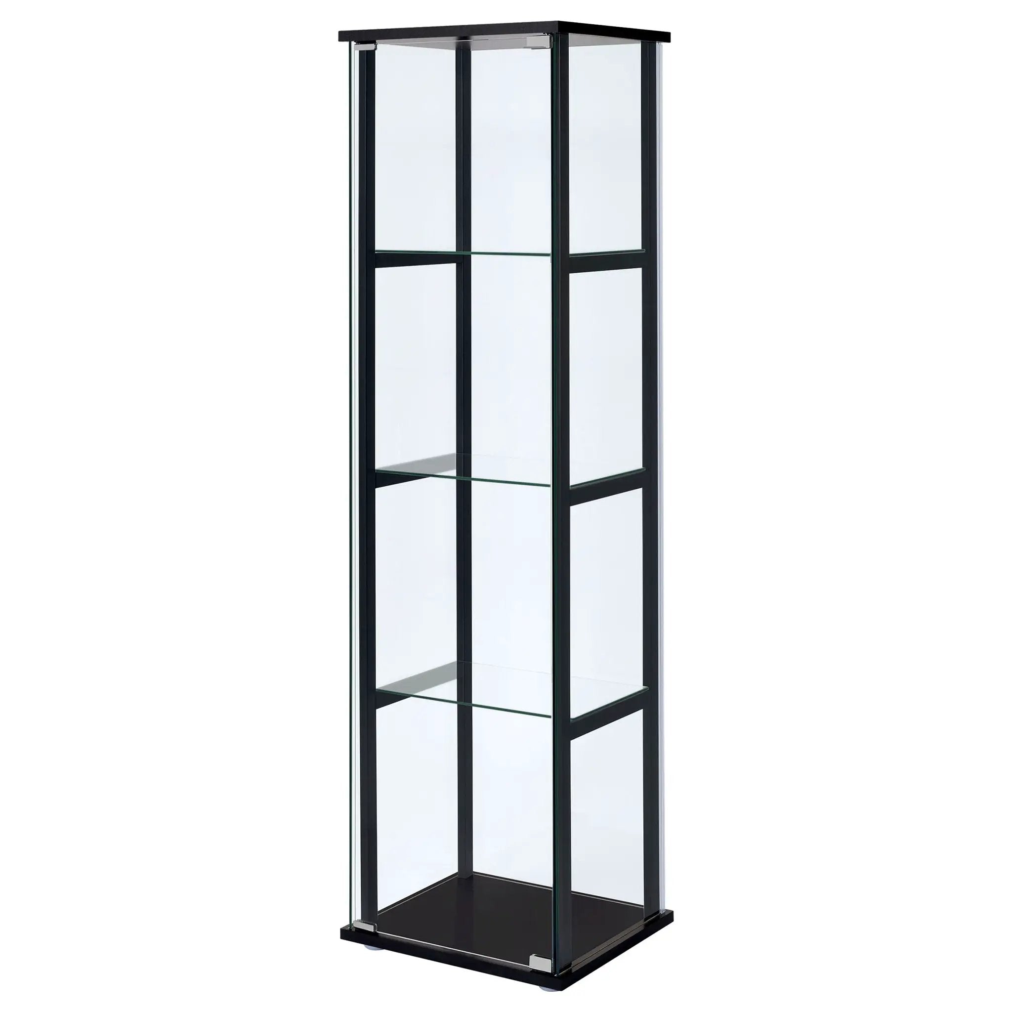 Cyclamen 4-shelf Clear Glass Curio Display Cabinet Black by Unique Piece Furniture