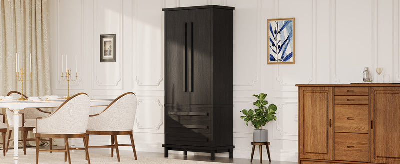 70" Kitchen Pantry Cabinet with 6 Door Shelves and 3 Drawers by HouseOfZazla