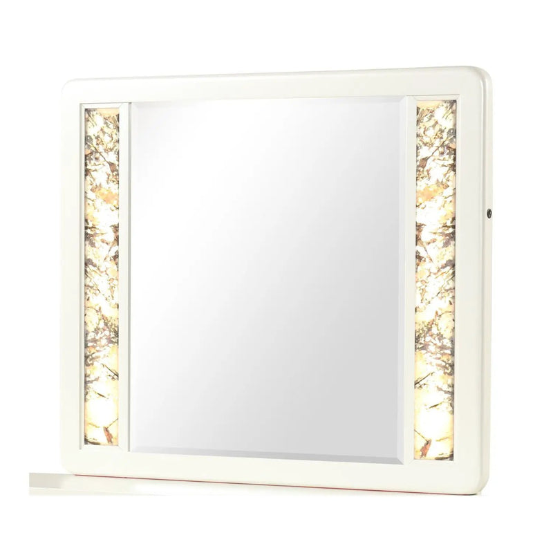 La Pierre - Rectangular Mirror & LED Lighting Panels - Beige by HouseOfZazla