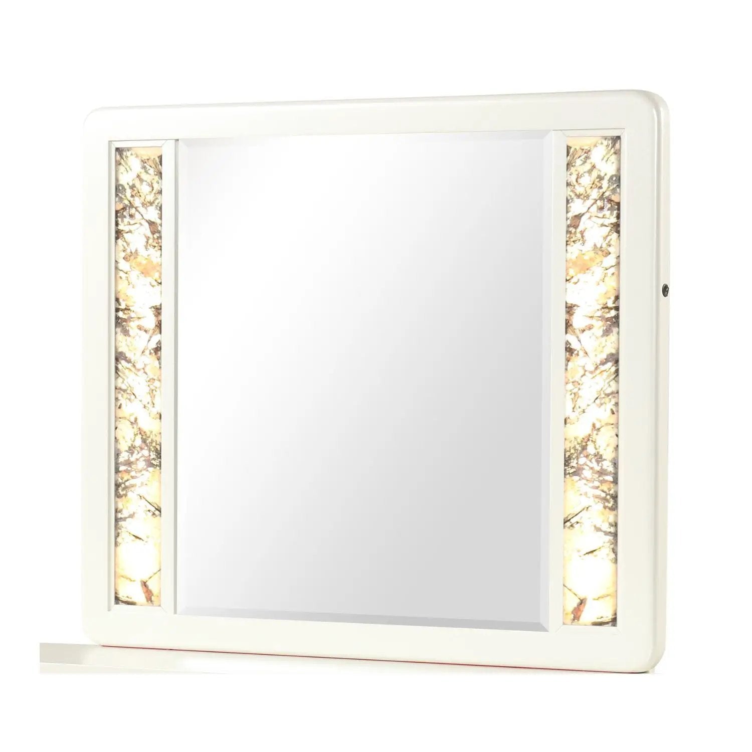 La Pierre - Rectangular Mirror With LED Lighting Panels - Beige by HouseOfZazla
