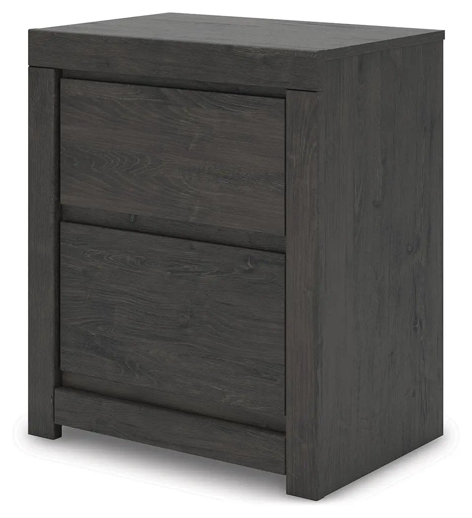 Fraluna - Two Drawer Night Stand - Charcoal by Unique Piece Furniture
