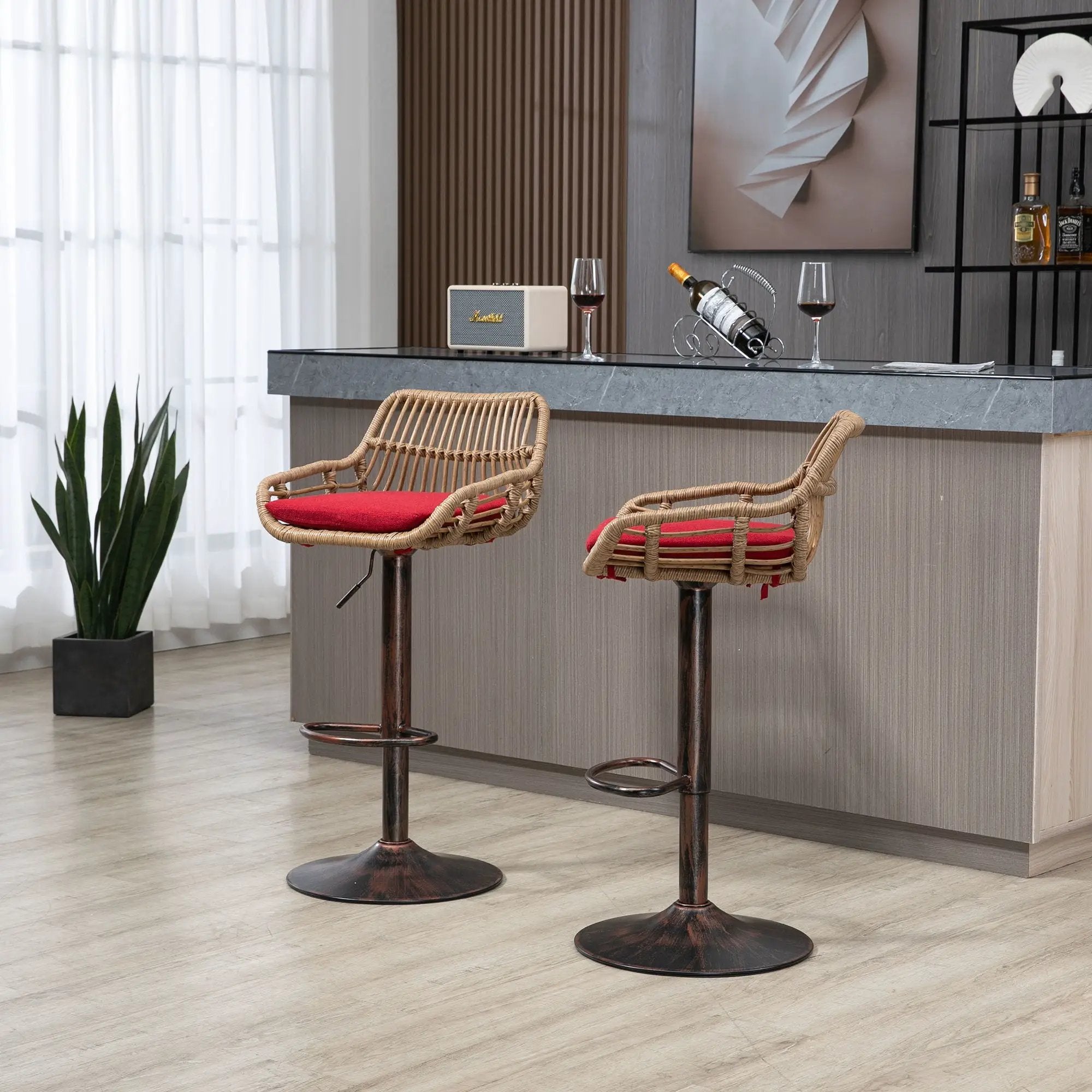 Modern Swivel Bar Stools Adjustable Counter Chairs With Footrest (Set of 2) by HouseOfZazla