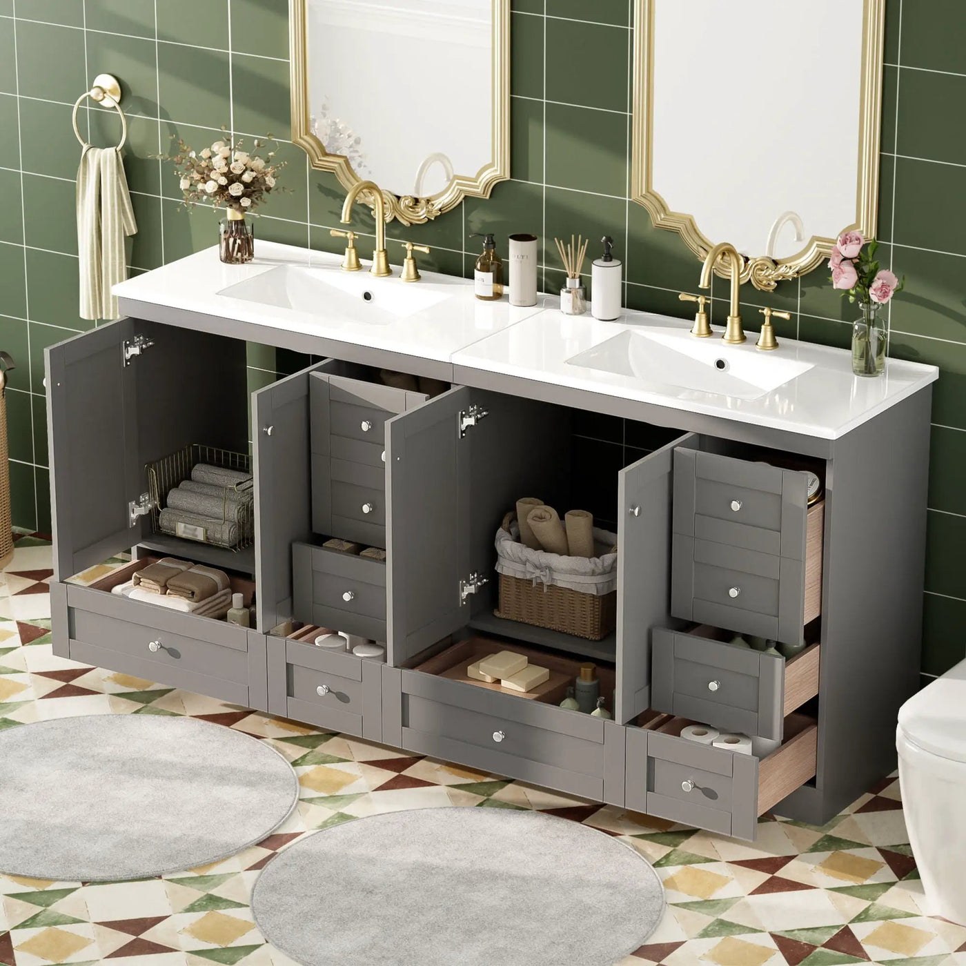 Shaker Free Standing Bathroom Vanity Cabinet & Sink, Soft Close Drawers, Soft Close Doors by Unique Piece Furniture