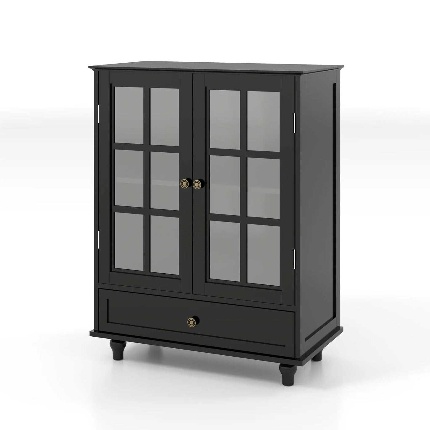 Minimalist Buffet Cabinet With Double Glass Doors And Drawer by HouseOfZazla